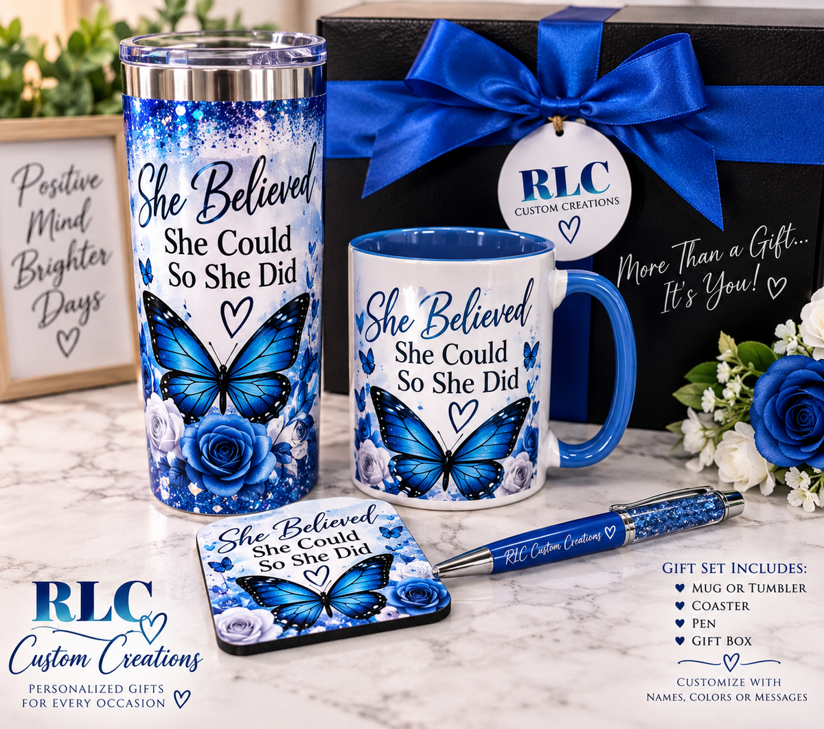 Personalized Journal, Mug, Coaster & Pen Gift Set