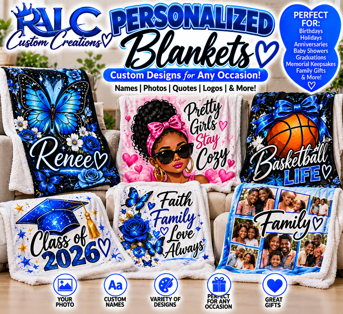 Personalized Blankets – RLC Custom Creations