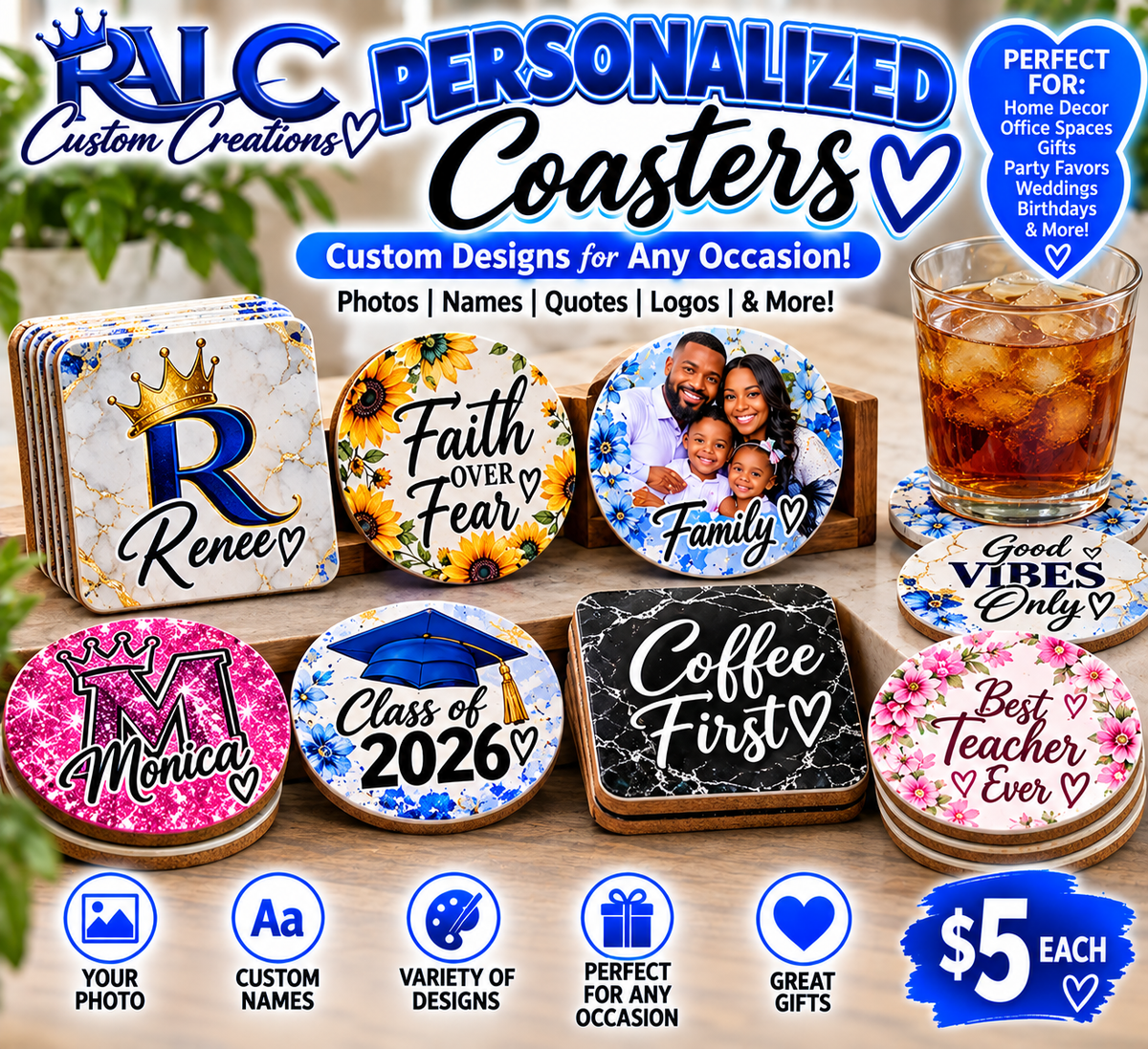 Personalized Coasters – RLC Custom Creations