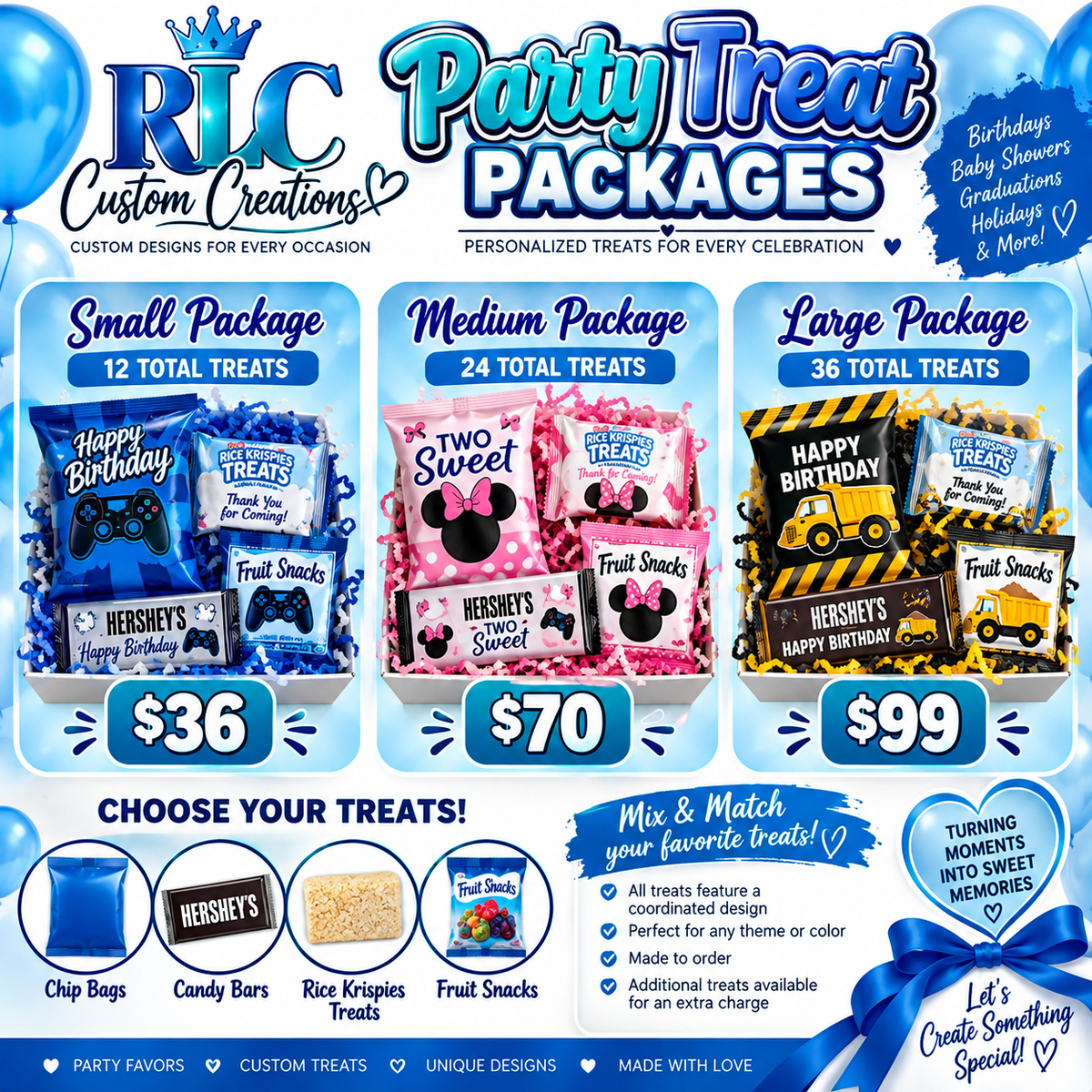RLC Custom Party Treat Packages – Personalized Party Favors