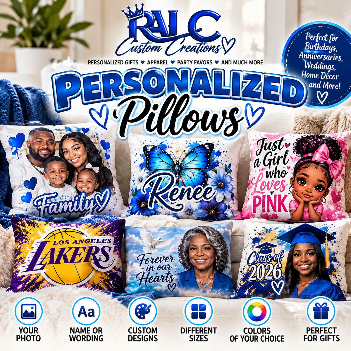 RLC Custom Creations – Personalized Pillows
