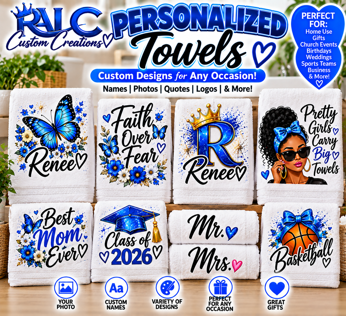Personalized Towels – RLC Custom Creations